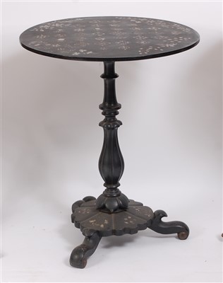 Lot 1478 - A Victorian black lacquered and mother of...