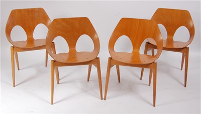 Lot 485 - A set of four 1950s ply shell and beech framed...