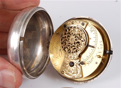 Lot 1235 - A George IV silver pair-cased pocket watch,...