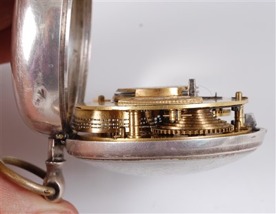 Lot 1235 - A George IV silver pair-cased pocket watch,...
