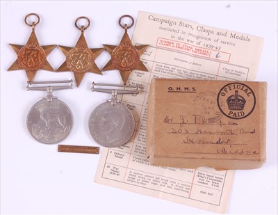 Lot 400 - A WW II group of five medals to include