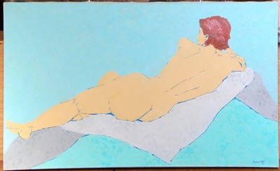 Lot 393 - Richard Webb (b.1948) - Reclining nude, oil on...