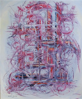 Lot 367 - Inge Sachs - Red on White, oil on canvas,...