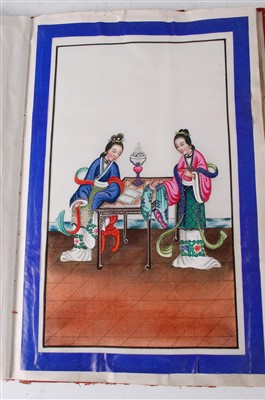 Lot 1324 - A Chinese folio containing twelve watercolours...