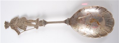 Lot 1151 - A late 19th century Dutch silver spoon, having...