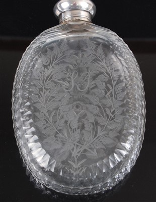 Lot 1058 - A George V cut glass and white metal mounted...