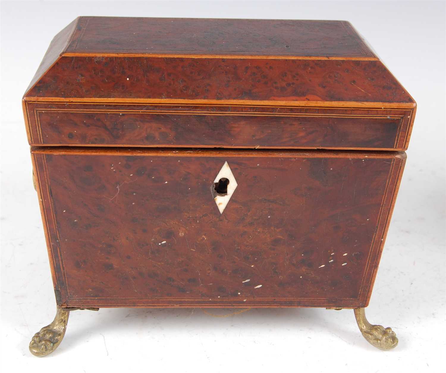 Lot 1260 - A late George III burr yew and boxwood strung...