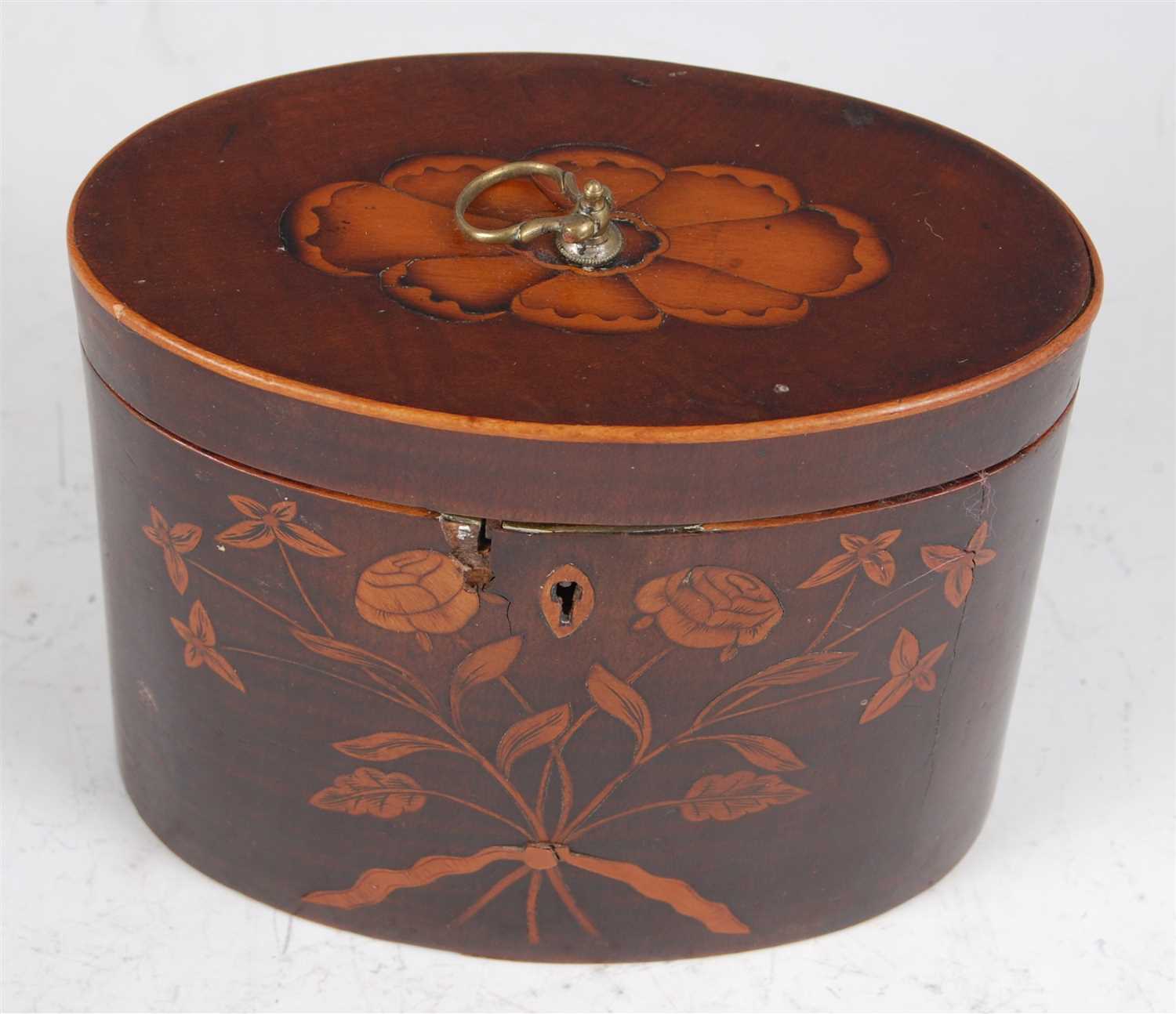 Lot 1261 - A George III fiddleback mahogany and floral...