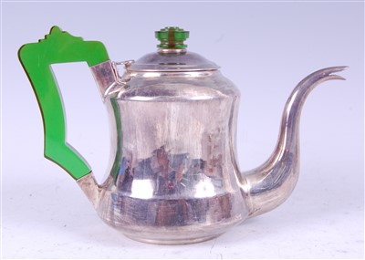 Lot 1319 - An Indian silver teapot, of waisted form, with...