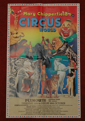 Lot 362 - A 1960's/70's promotional poster for Mary Chipperfield's Circus World, Plymouth Central Park, 60 x 38cm