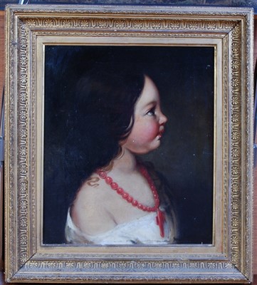 Lot 1364 - 19th century school - Profile portrait of a...