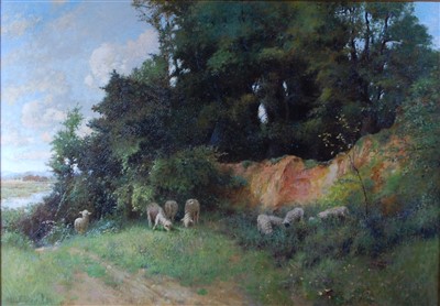 Lot 1366 - Miller Smith RBA (c1854-1937) - Sheep grazing...