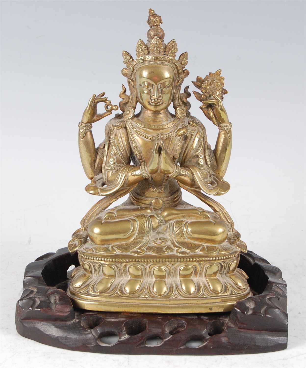 Lot 1327 - A gilt bronze figure of the Tibetan goddess...