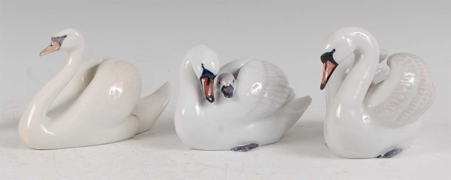 Lot 110 - A Royal Copenhagen porcelain model of Swan,...