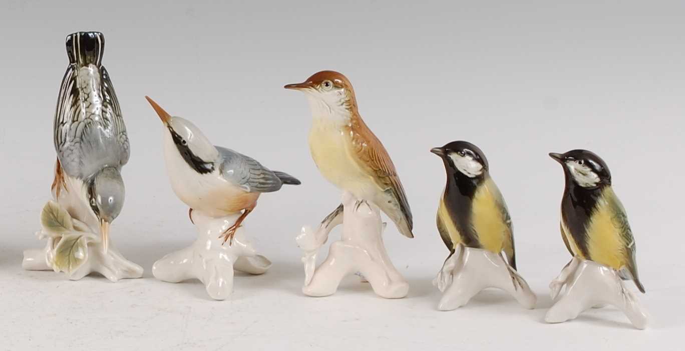 Lot 145 - Karl Ens - two porcelain models of a Nuthatch,...
