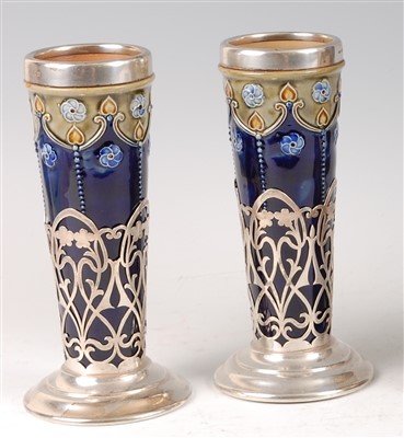 Lot 178 - A pair of Royal Doulton Art Nouveau stoneware...