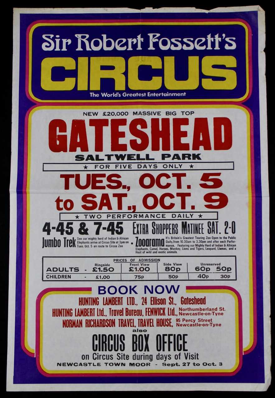 Lot 10 - Sir Roberts Fossett’s circus posters,1970/80’s...