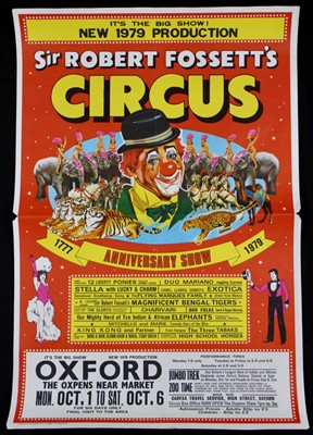Lot 12 - Sir Robert Fossett’s circus posters, 1970’s,...