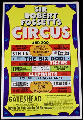 Lot 12 - Sir Robert Fossett’s circus posters, 1970’s,...
