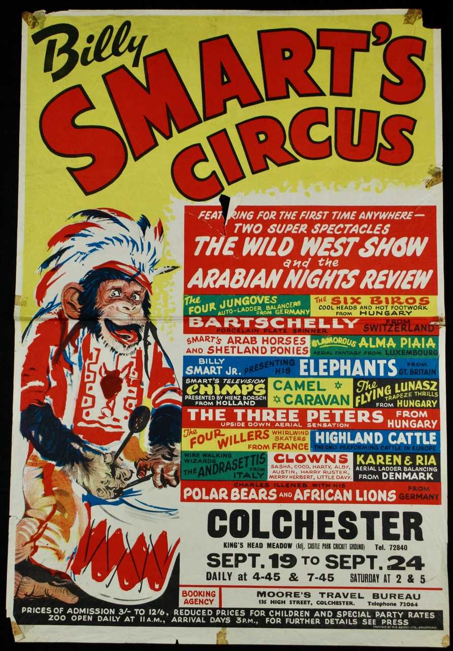 Lot 26 - Billy Smarts circus poster, 1960’s, 76cm x...