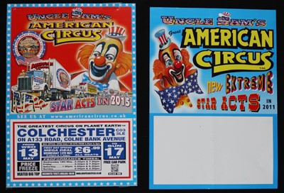 Lot 128 - Uncle Sam’s American Circus posters, size A3 (7)