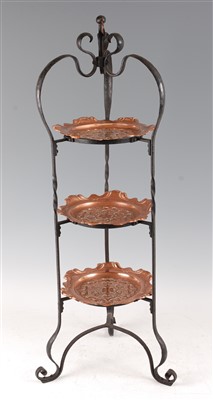Lot 295 - An Arts & Crafts copper and black painted...