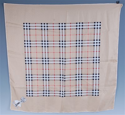 Lot 270 - A Burberry silk scarf, with typical check...