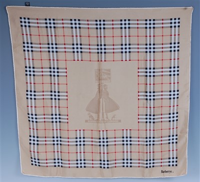 Lot 270 - A Burberry silk scarf, with typical check...