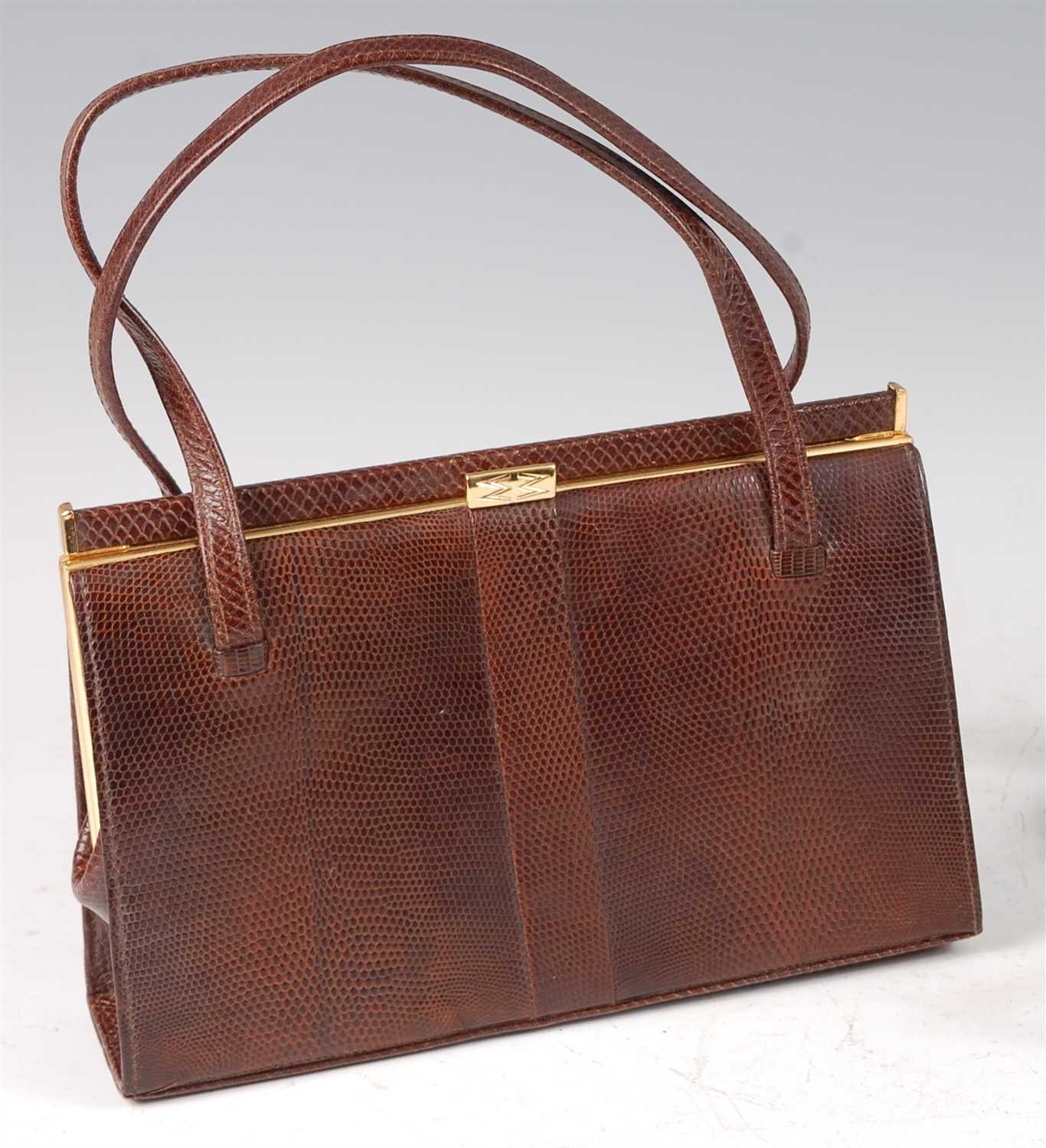Lot 276 - A vintage Mappin & Webb lizard skin handbag,...