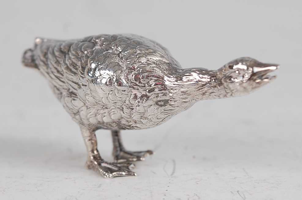 Lot 1098 - A circa 1900 continental silver goose,...