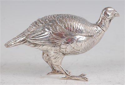 Lot 1099 - A silver grouse, with detachable head and...
