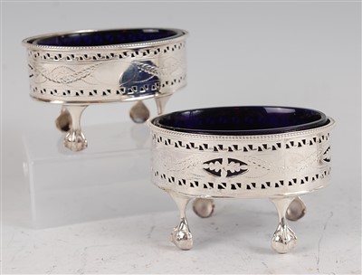 Lot 1101 - A pair of George III silver salts, each of...