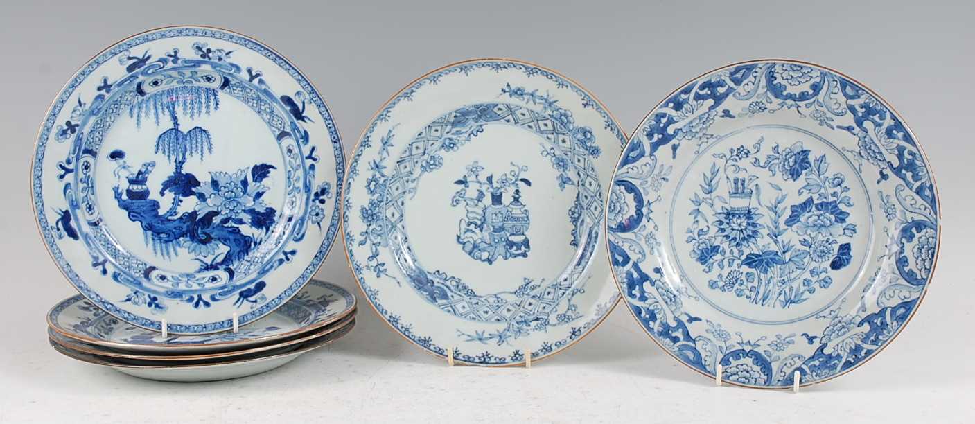 Lot 1335 - A set of four Chinese export porcelain blue...