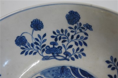 Lot 1337 - A Chinese porcelain bowl, the interior blue...