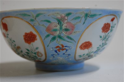 Lot 1337 - A Chinese porcelain bowl, the interior blue...