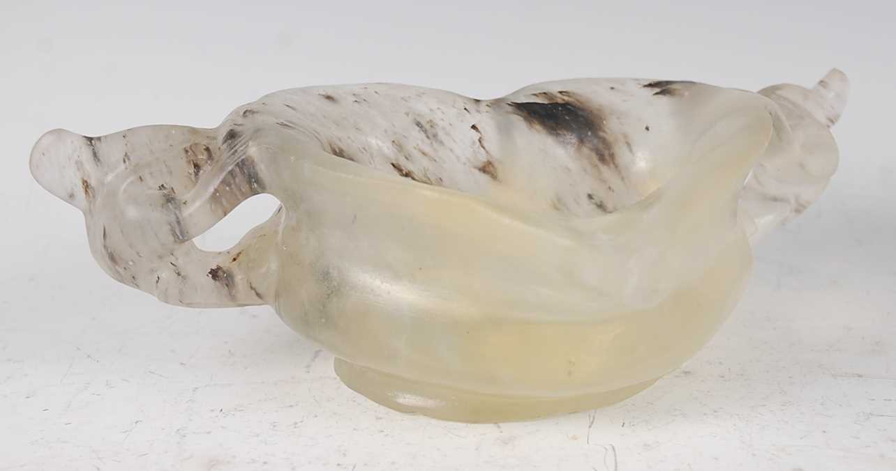 Lot 1330 - A rare Chinese translucent banded agate loving...