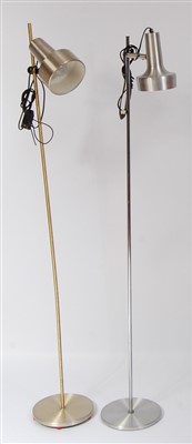 Lot 524 - A 1970s Danish brushed aluminium floor lamp,...