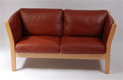 Lot 460 - A 1960s Danish beech and tan leather...