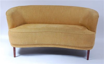 Lot 442 - A 1950s Danish yellow fabric upholstered...