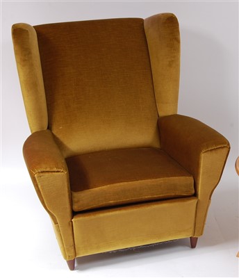 Lot 471 - A 1960s Danish upholstered winged armchair,...