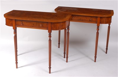 Lot 1404 - A pair of figured walnut, feather and...