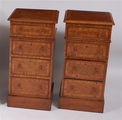 Lot 1423 - A pair of contemporary burr oak and rosewood...