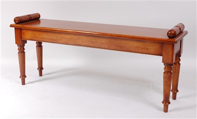 Lot 1407 - A mahogany and oak window seat, having turned...