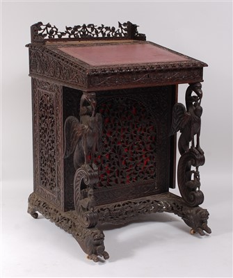 Lot 1504 - A 19th century Anglo-Burmese carved hardwood...