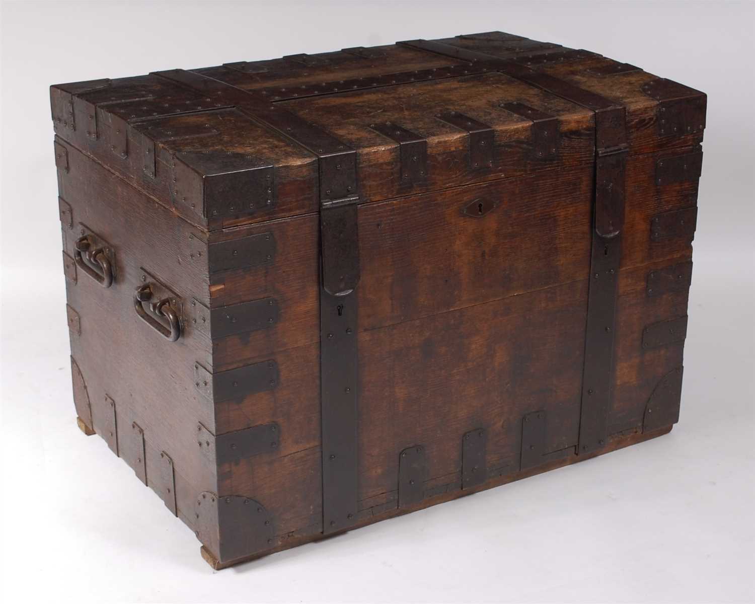 Lot 1505 - A 19th century oak and metal bound silver...