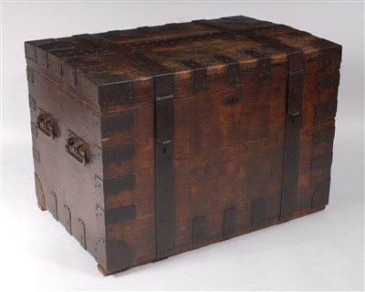 Lot 1505 - A 19th century oak and metal bound silver...