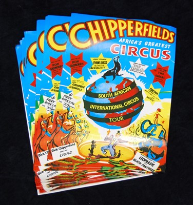 Lot 386 - A set of fifty reproduction promotional posters for Chipperfield's Circus South African International Circus Tour,  59 x 42cm