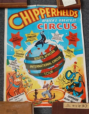 Lot 387 - Two 1960's promotional posters for Chipperfield's Circus South African International Circus Tour, 61 x 46cm each