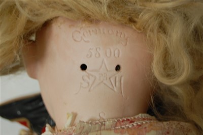 Lot 2048 - A Simon & Halbig bisque head doll, having...