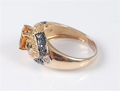 Lot 2642 - A 14ct yellow gold multi-stone dress ring,...